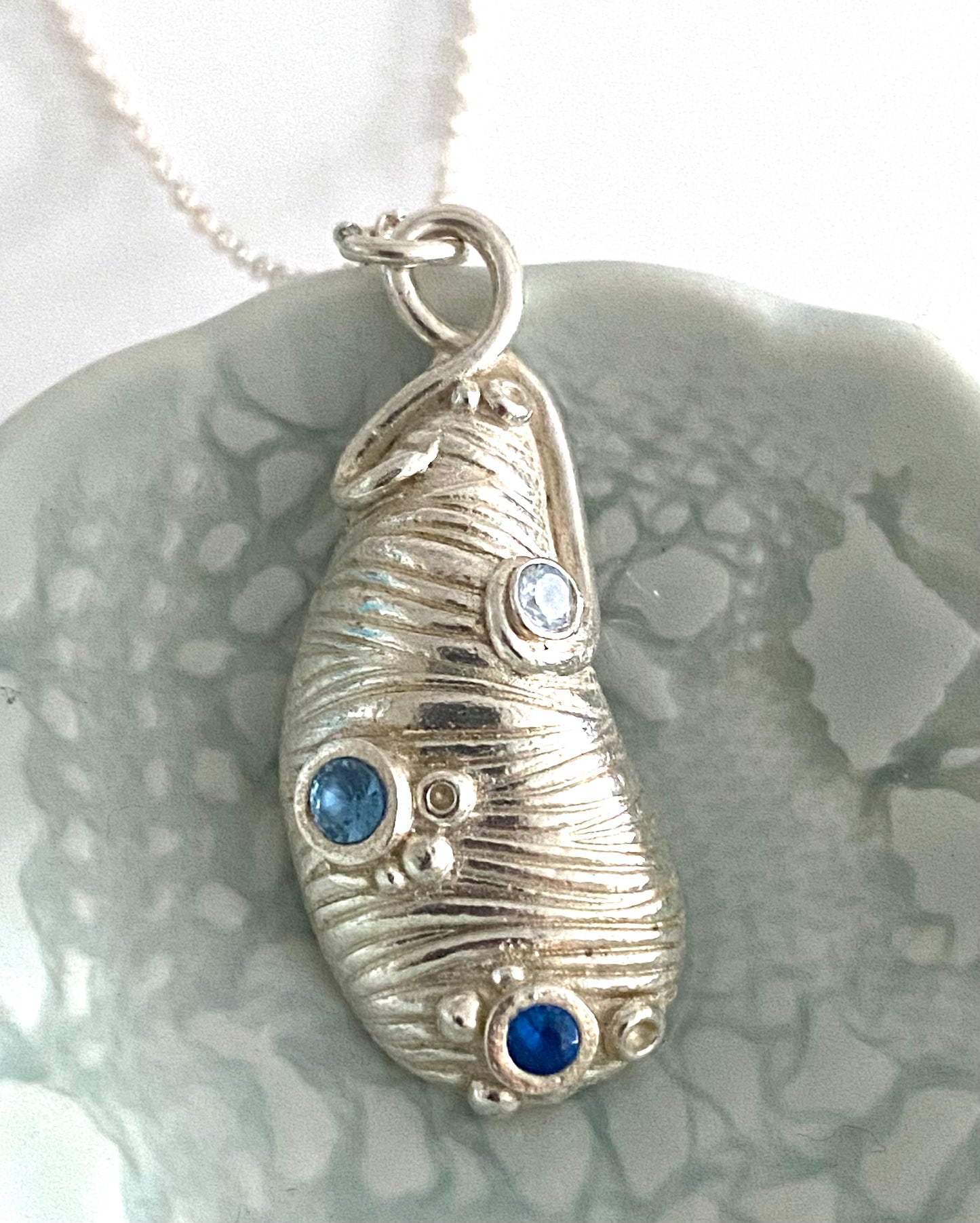 Mussel Shell Pendant with crystals