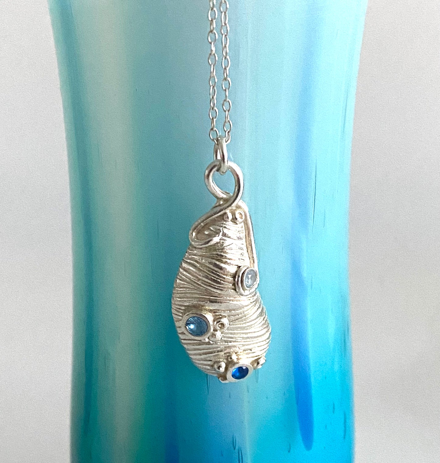 Mussel Shell Pendant with crystals