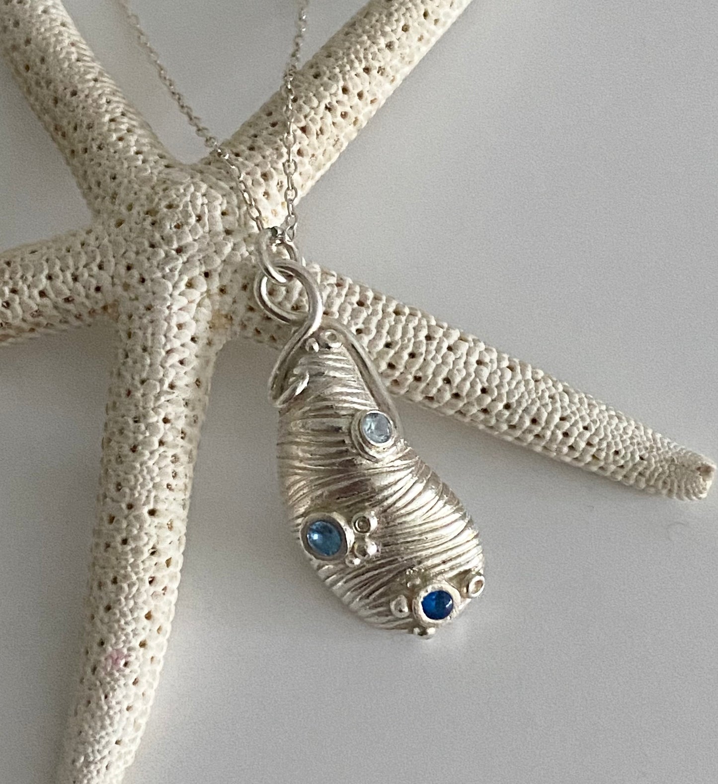 Mussel Shell Pendant with crystals