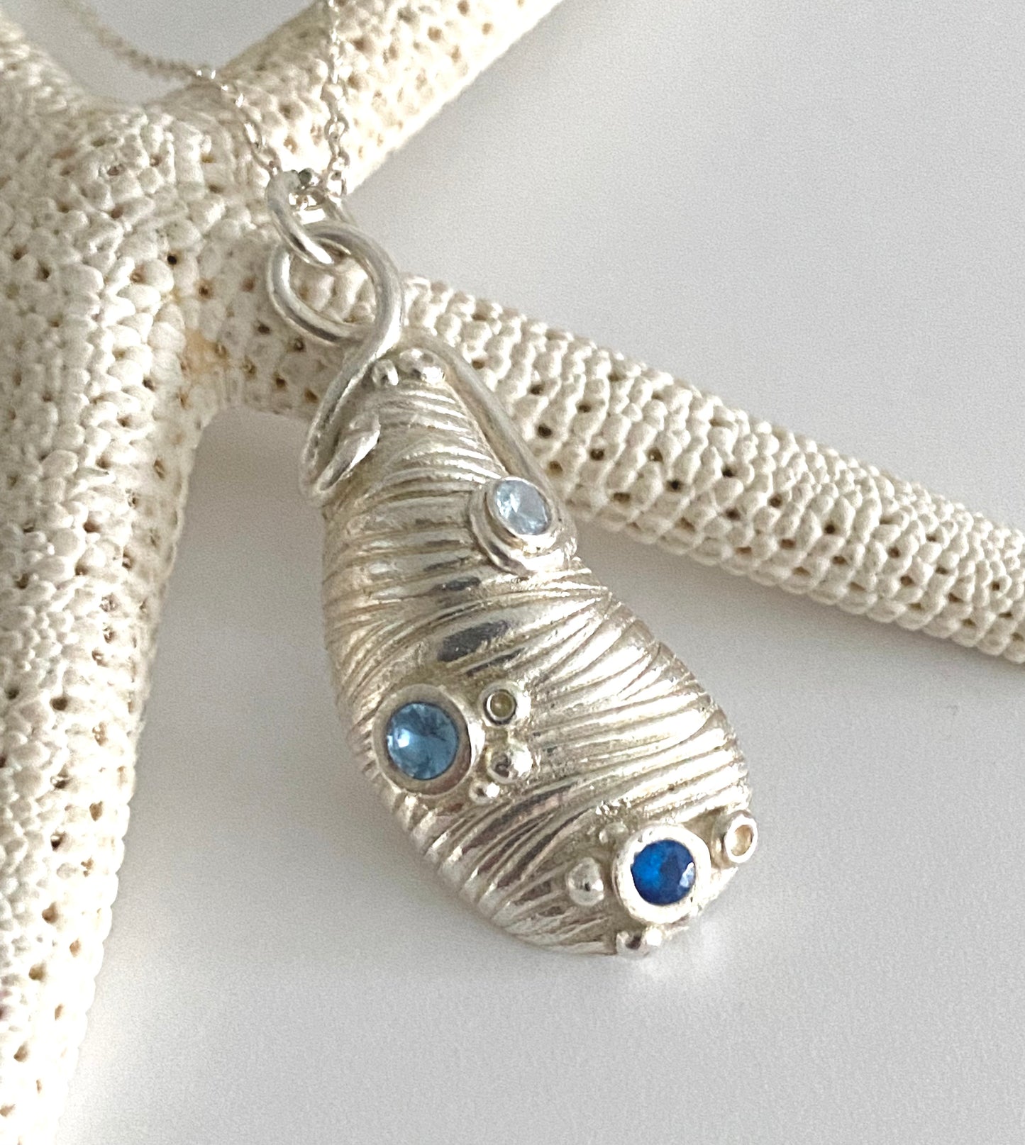 Mussel Shell Pendant with crystals