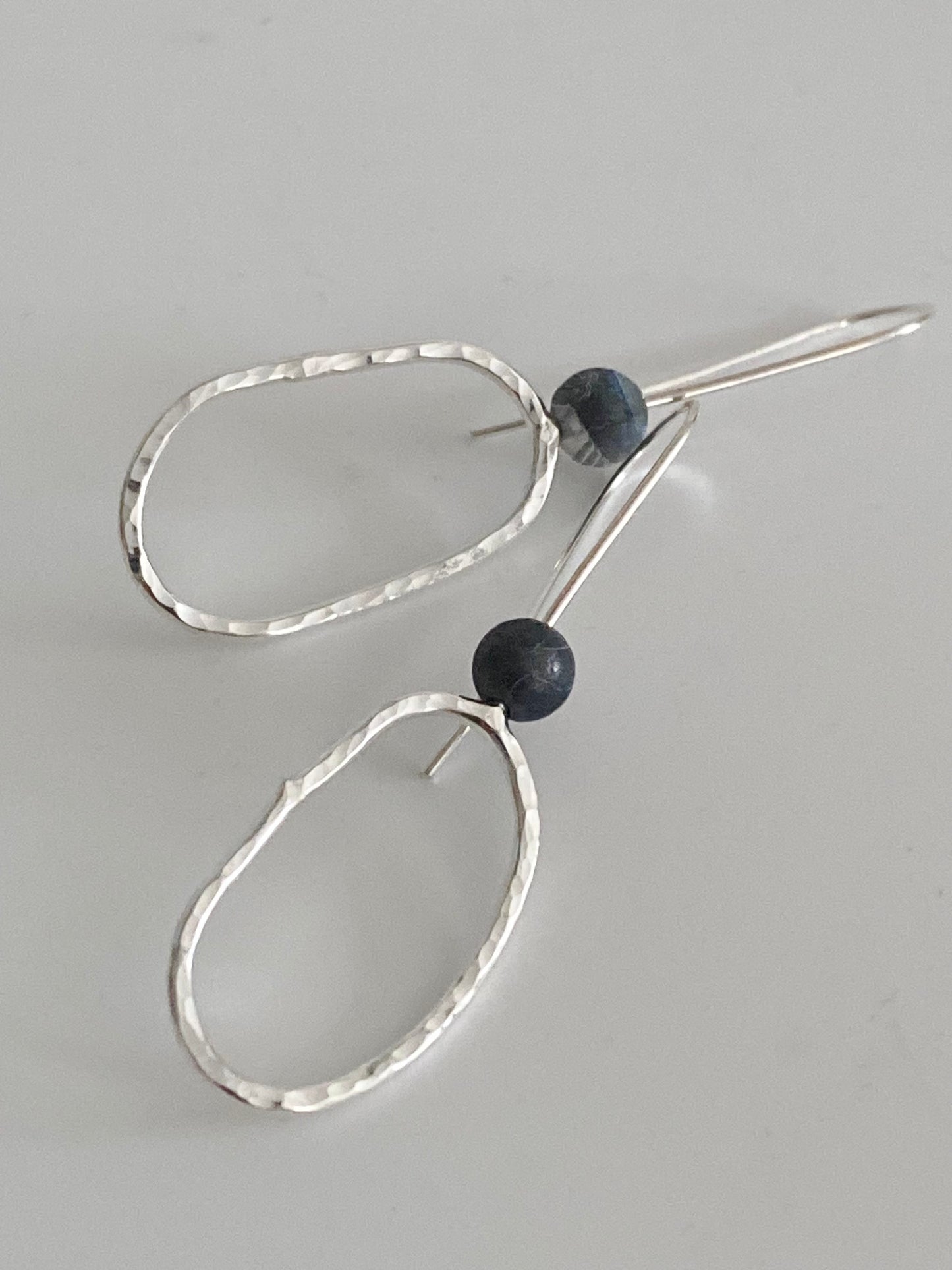 Silver Pebble Frosted Agate Earrings