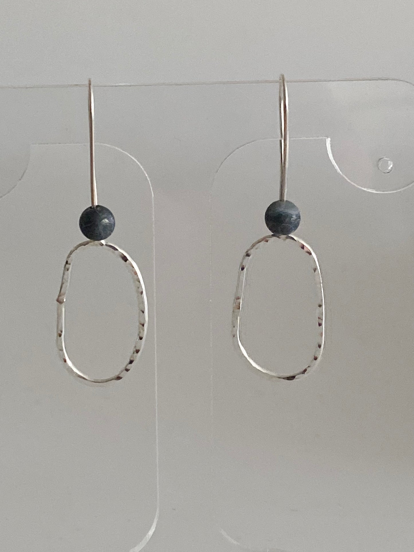 Silver Pebble Frosted Agate Earrings