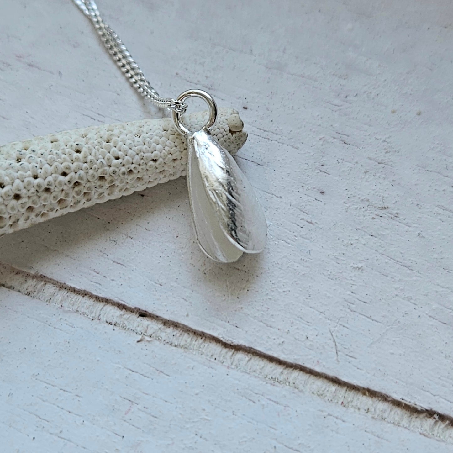 Tiny Double Mussel Shell Pendant