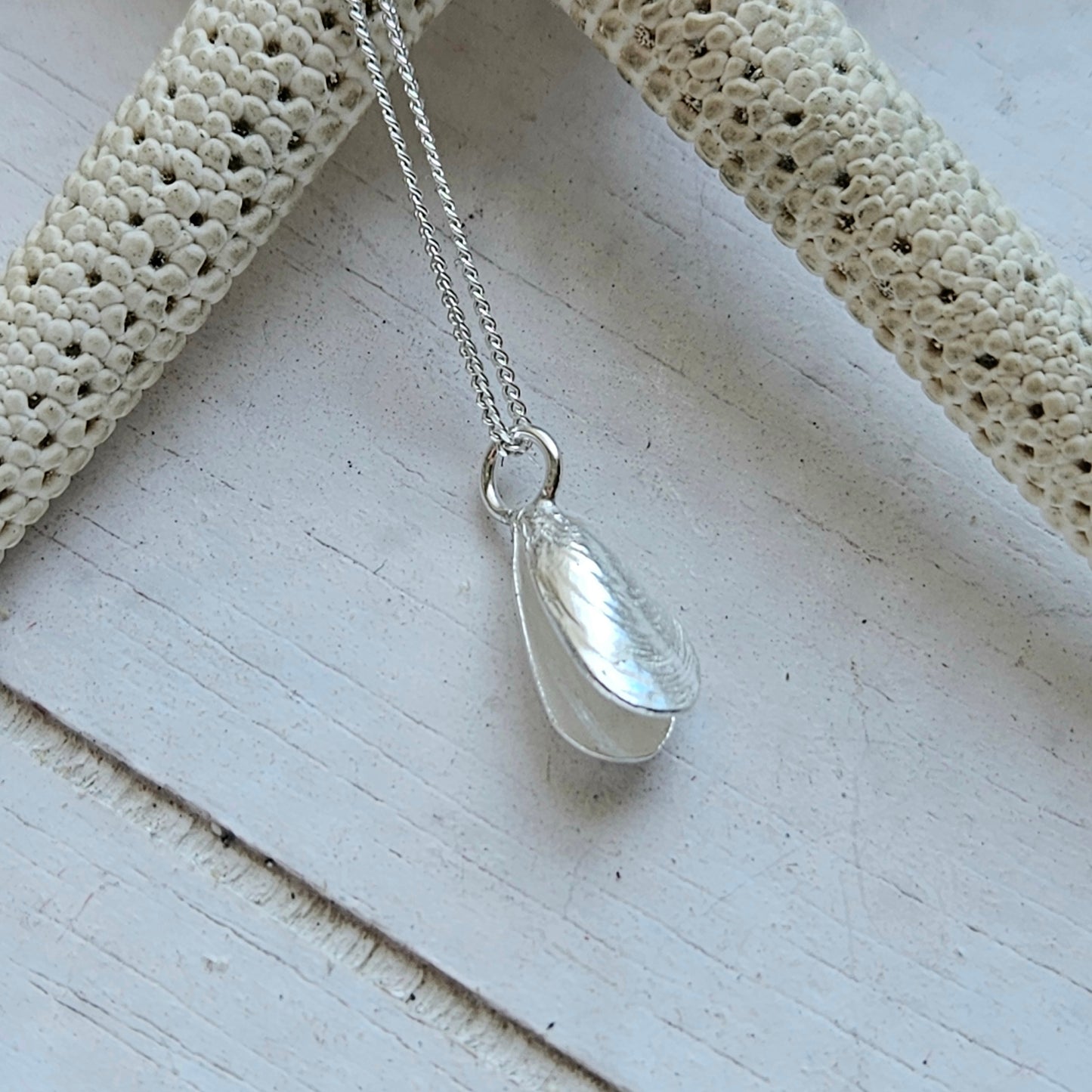 Tiny Double Mussel Shell Pendant