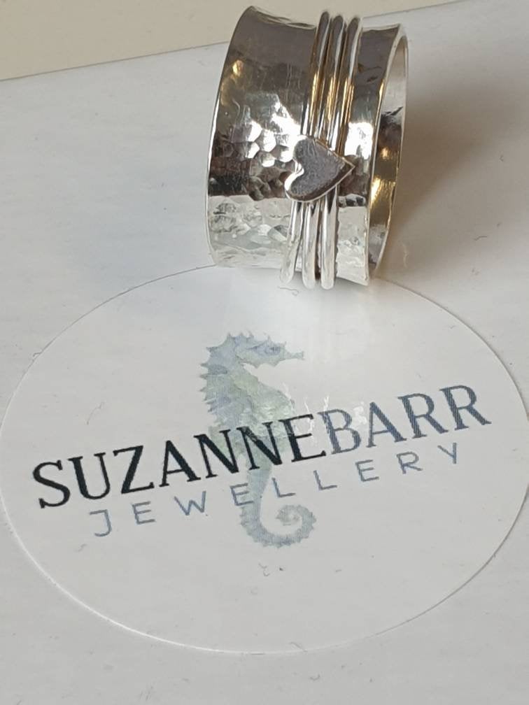 Textured Heart Spinner Ring