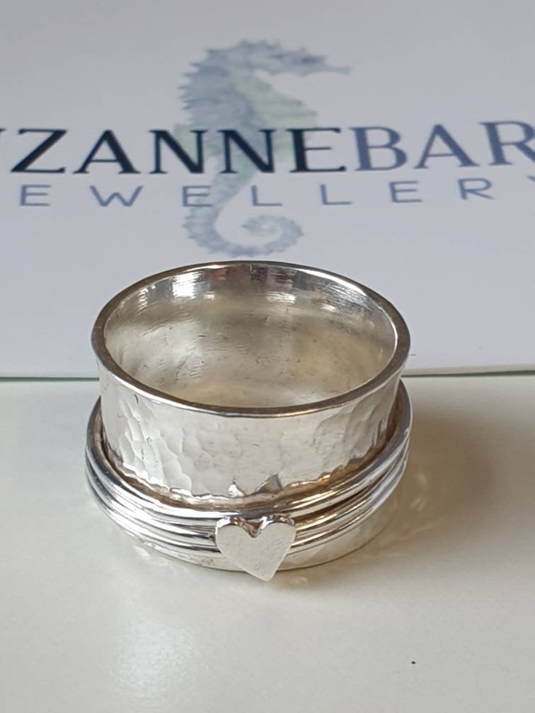 Textured Heart Spinner Ring