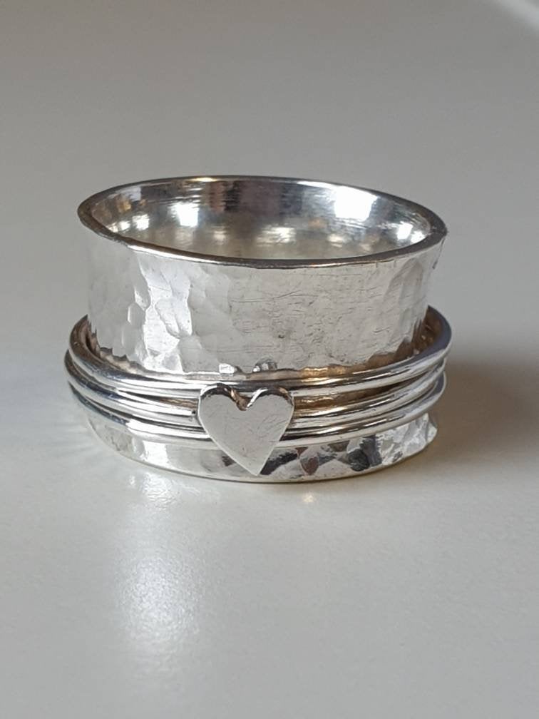 Textured Heart Spinner Ring