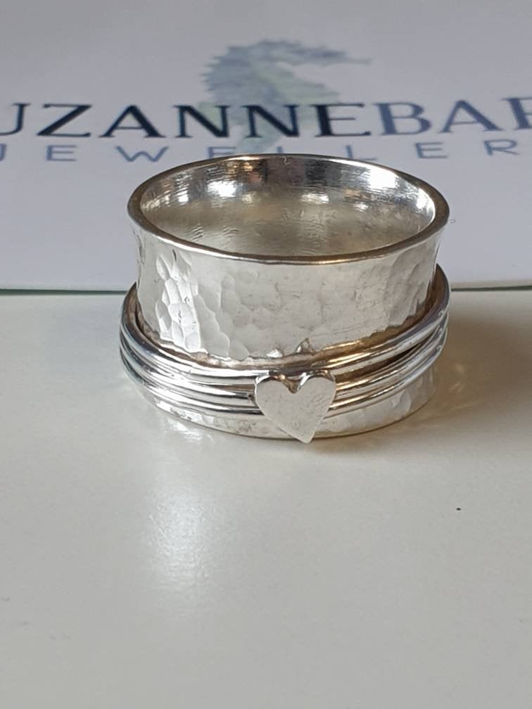 Textured Heart Spinner Ring