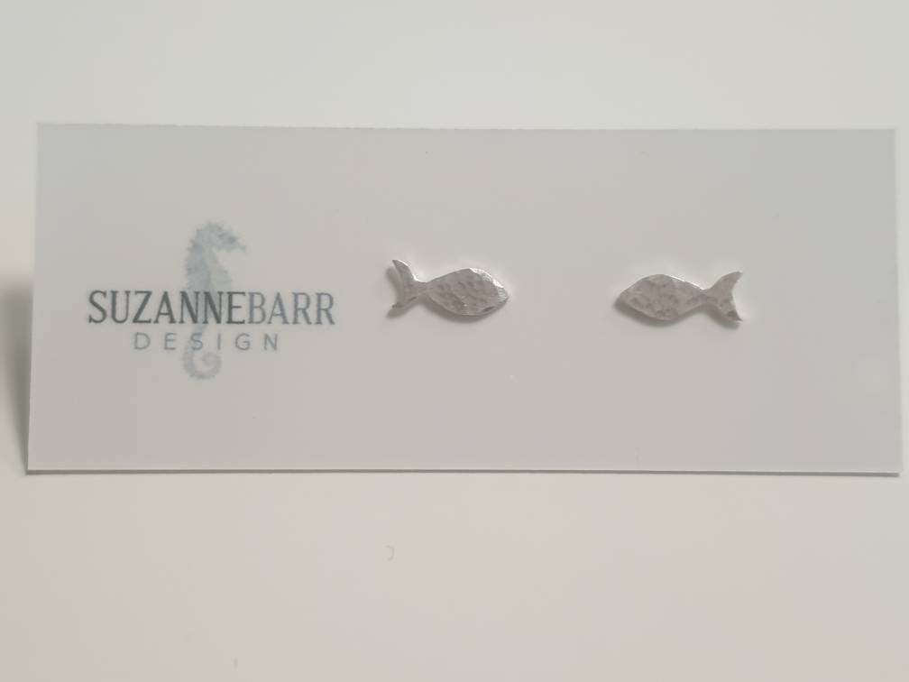 Sterling Silver Fish Stud Earrings
