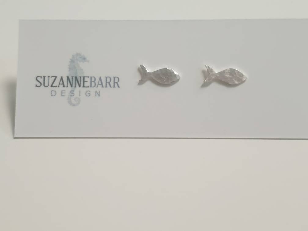 Sterling Silver Fish Stud Earrings