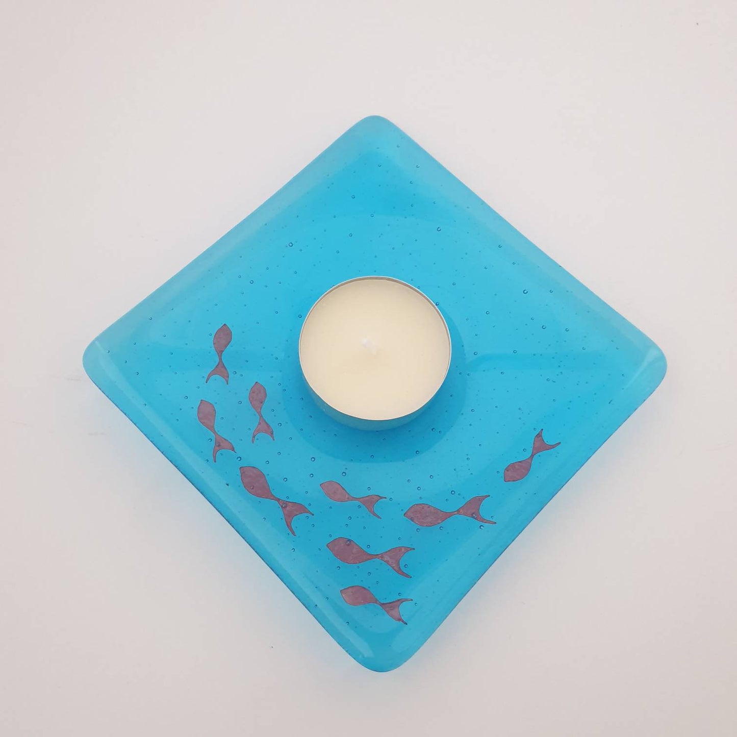 Fused Glass Fish Shoal Tealight Holder