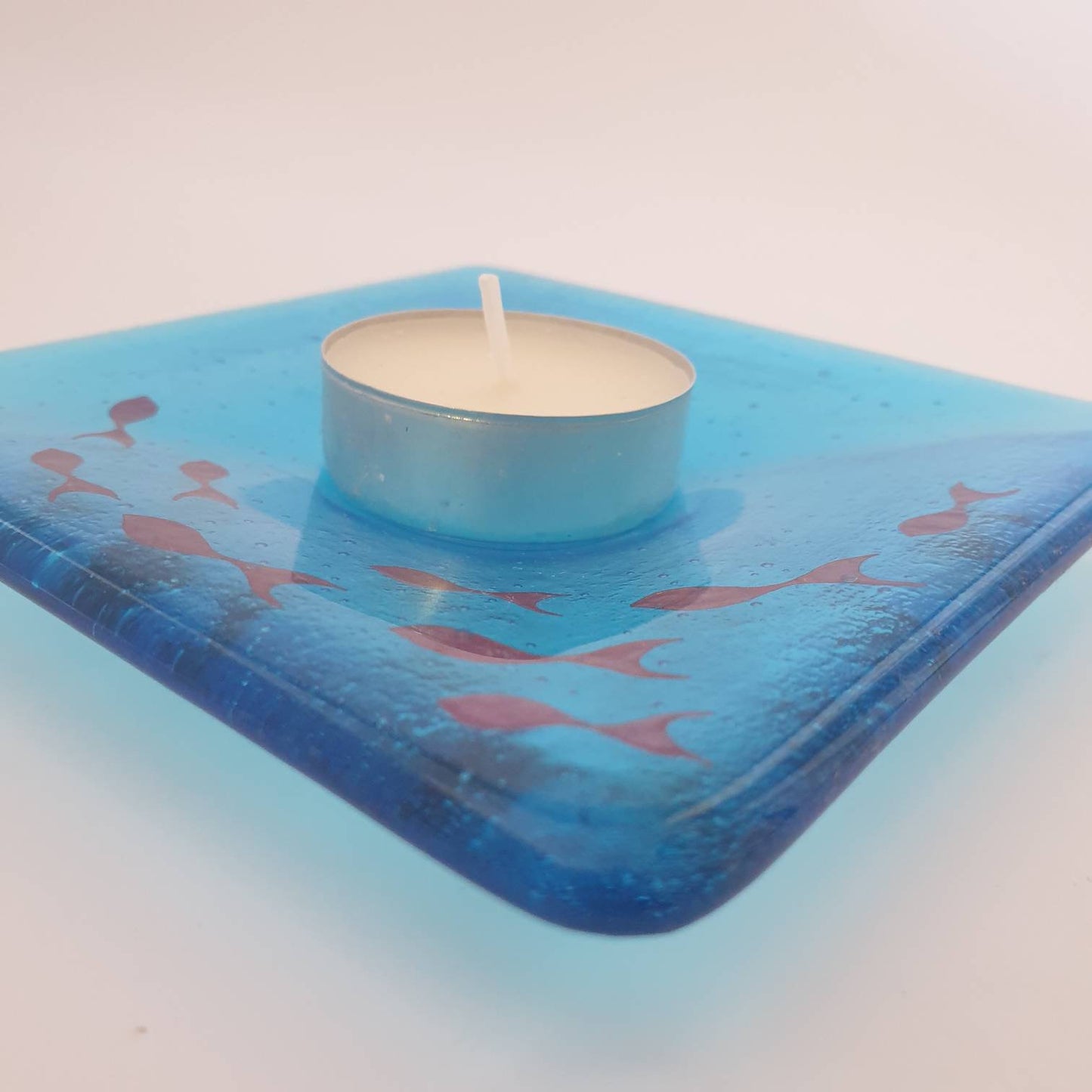 Fused Glass Fish Shoal Tealight Holder