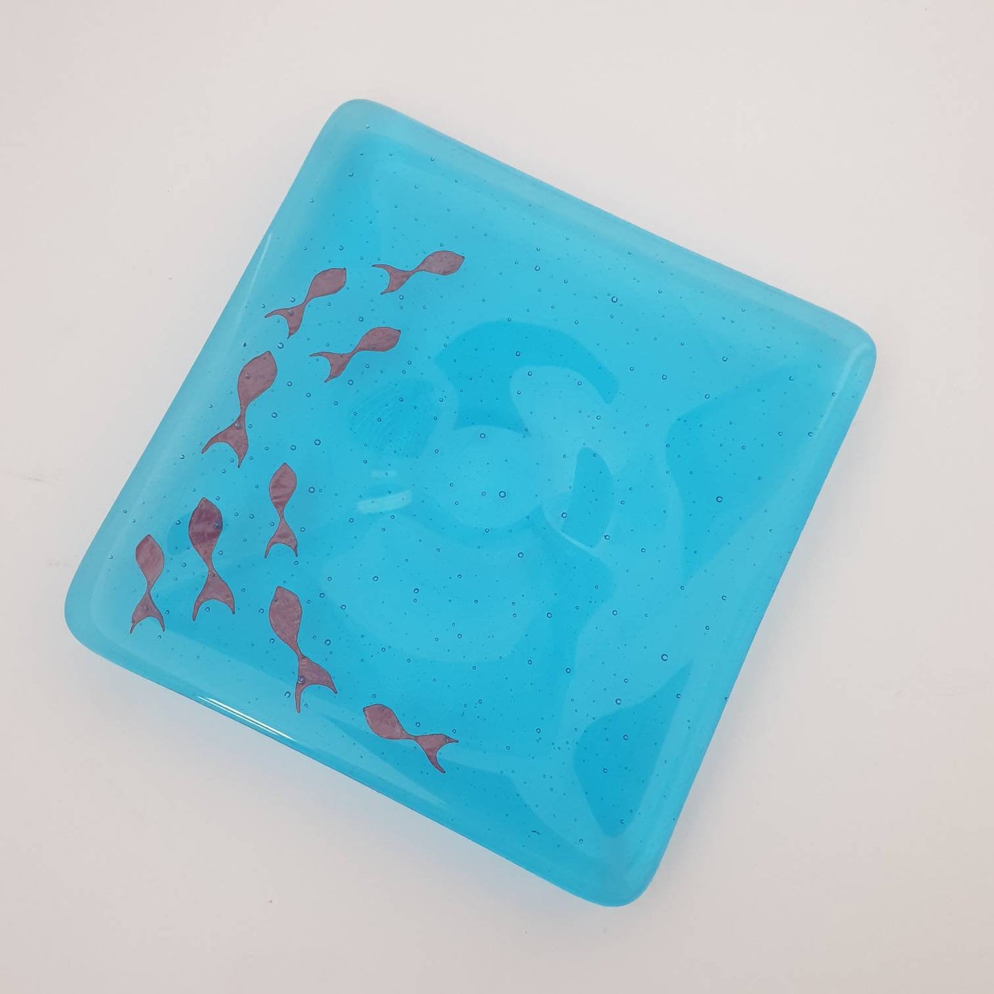 Fused Glass Fish Shoal Tealight Holder