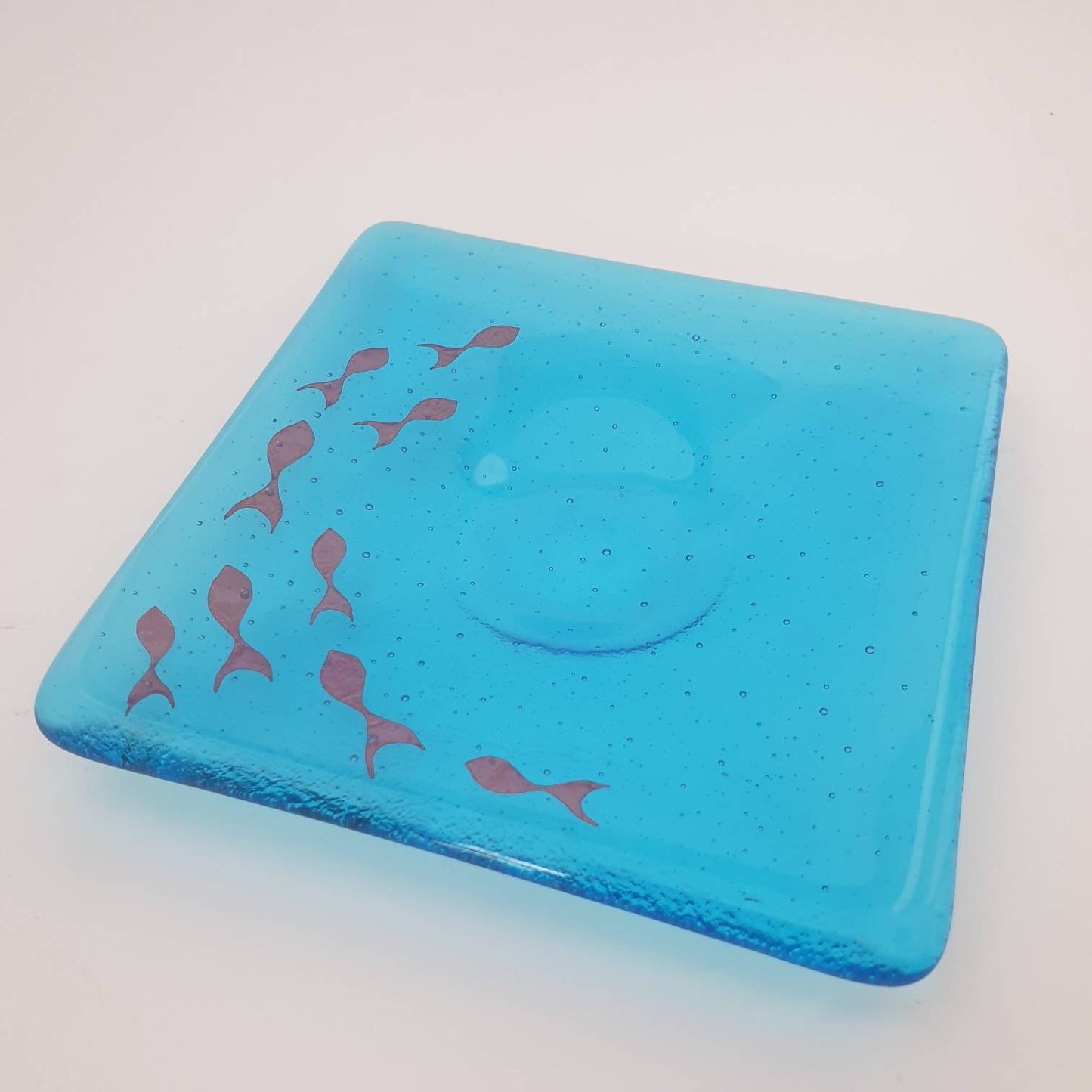Fused Glass Fish Shoal Tealight Holder