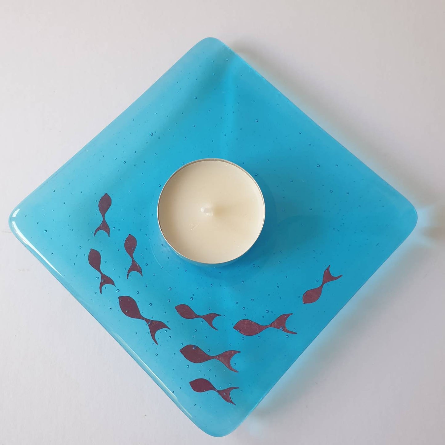 Fused Glass Fish Shoal Tealight Holder