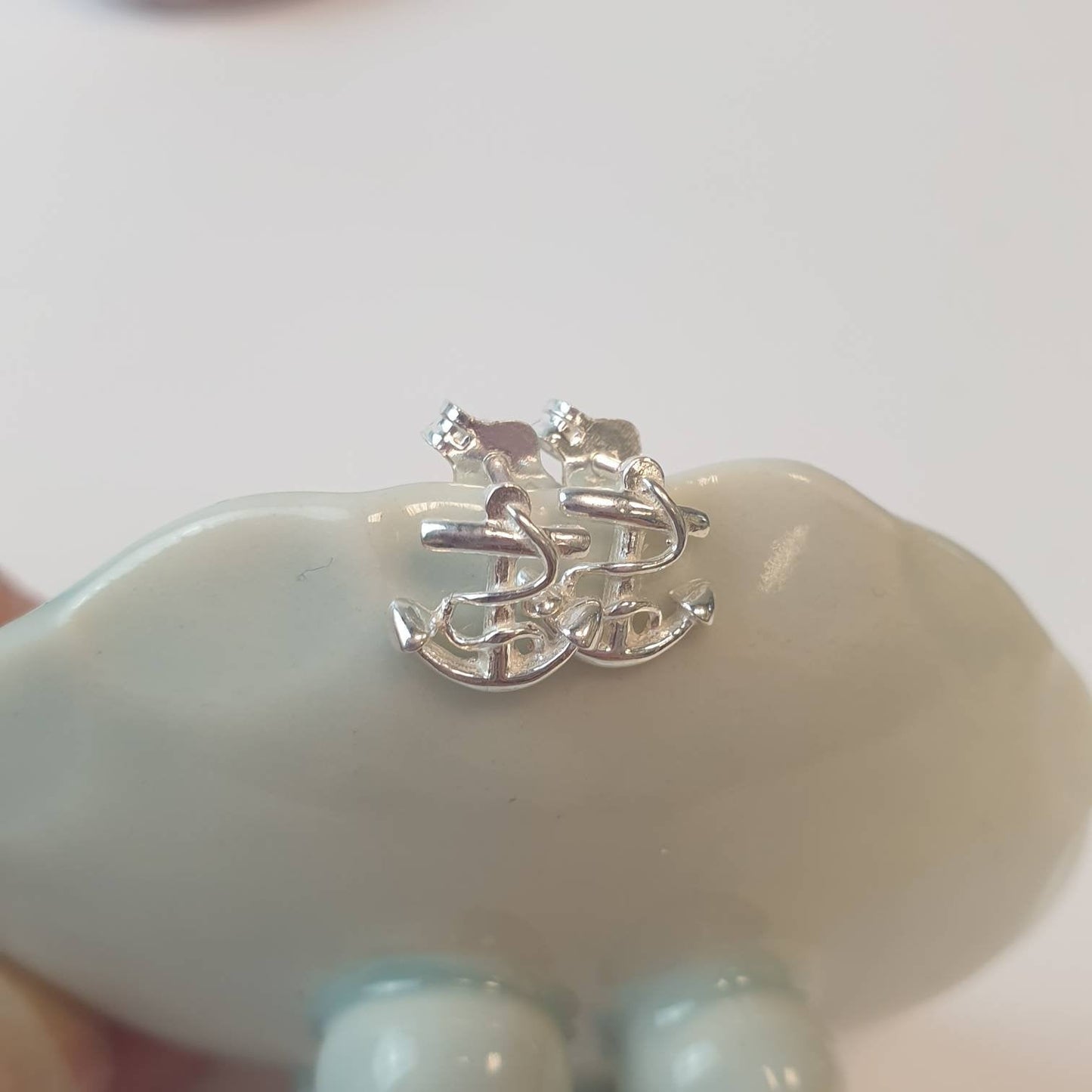 Sterling Silver Anchor Studs