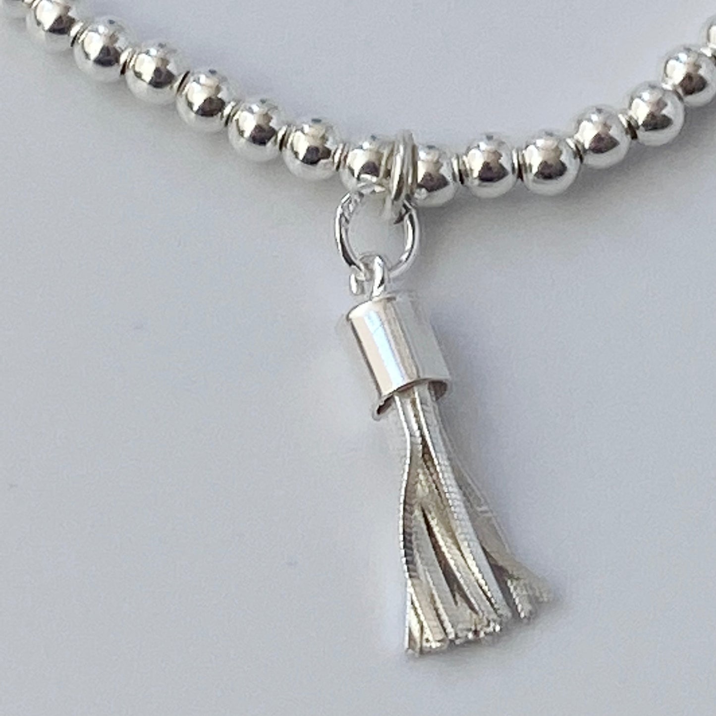 Sterling Silver Beaded Tassel Bracelet