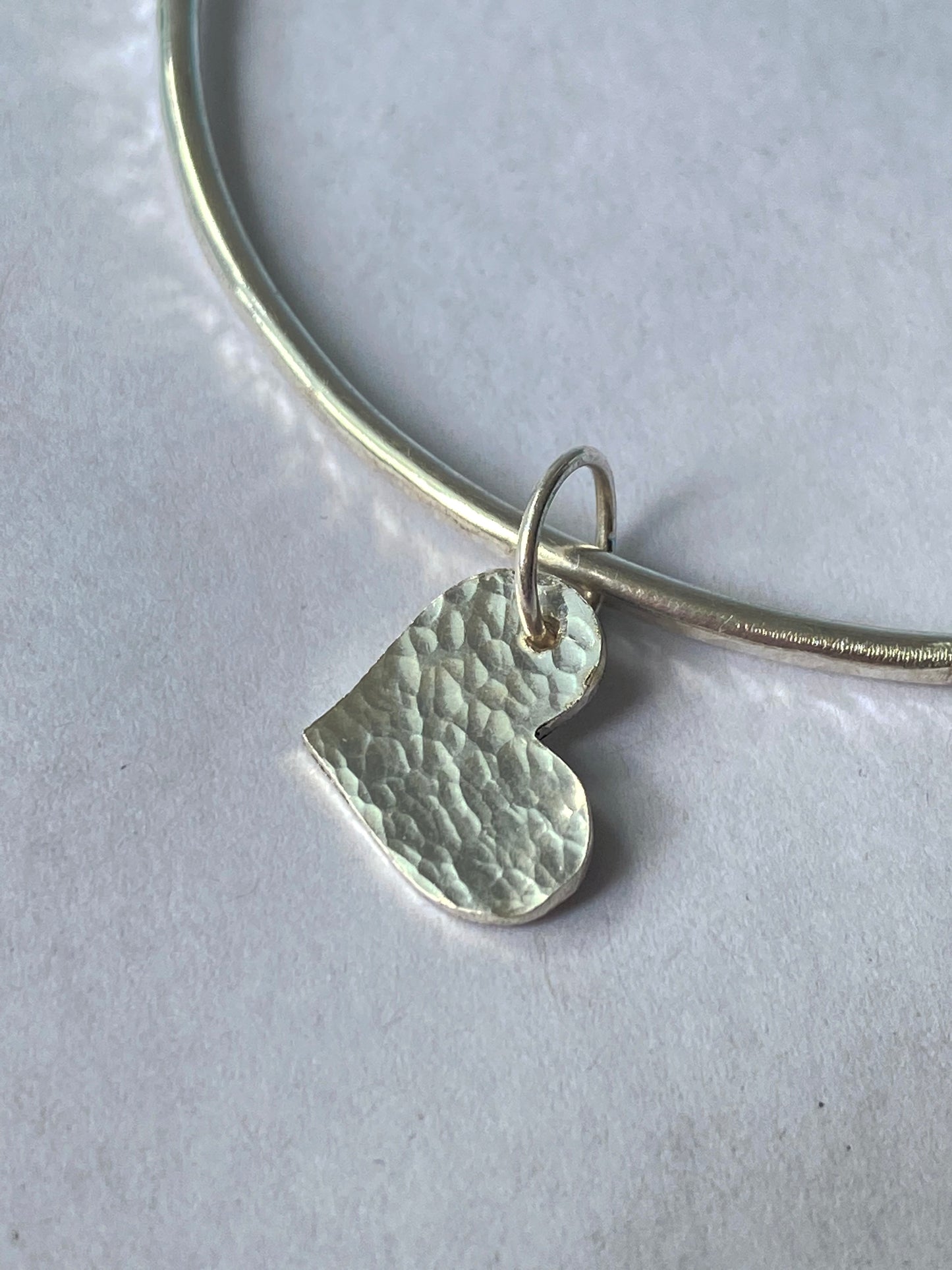 Sterling Silver Heart Charm Bangle