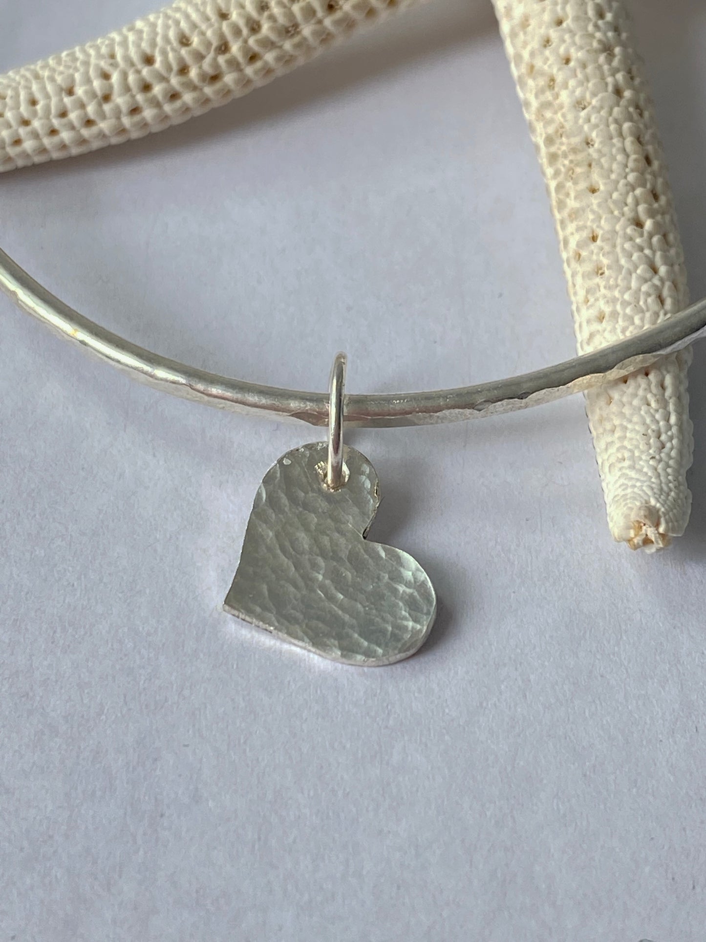 Sterling Silver Heart Charm Bangle