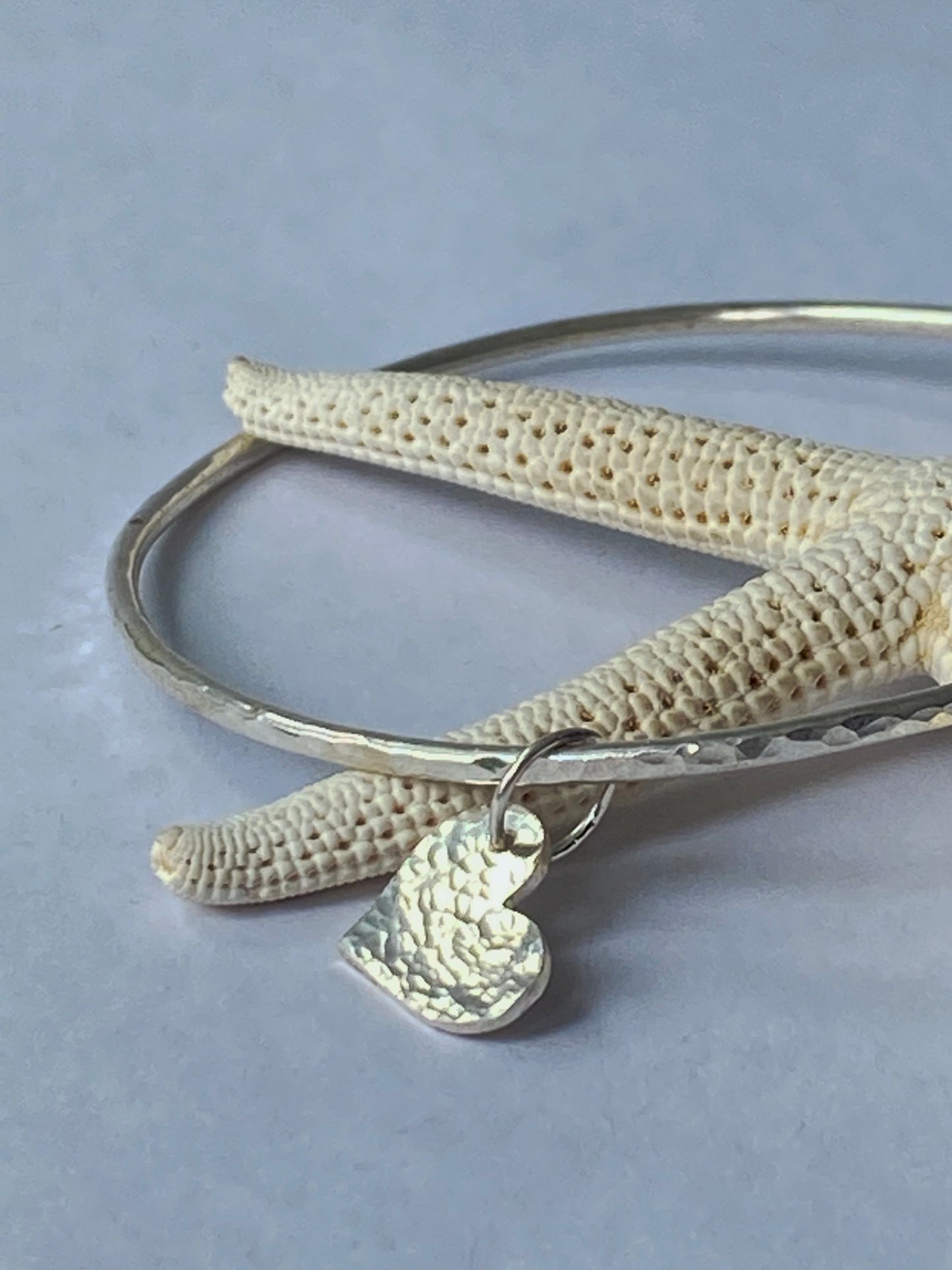 Sterling Silver Heart Charm Bangle