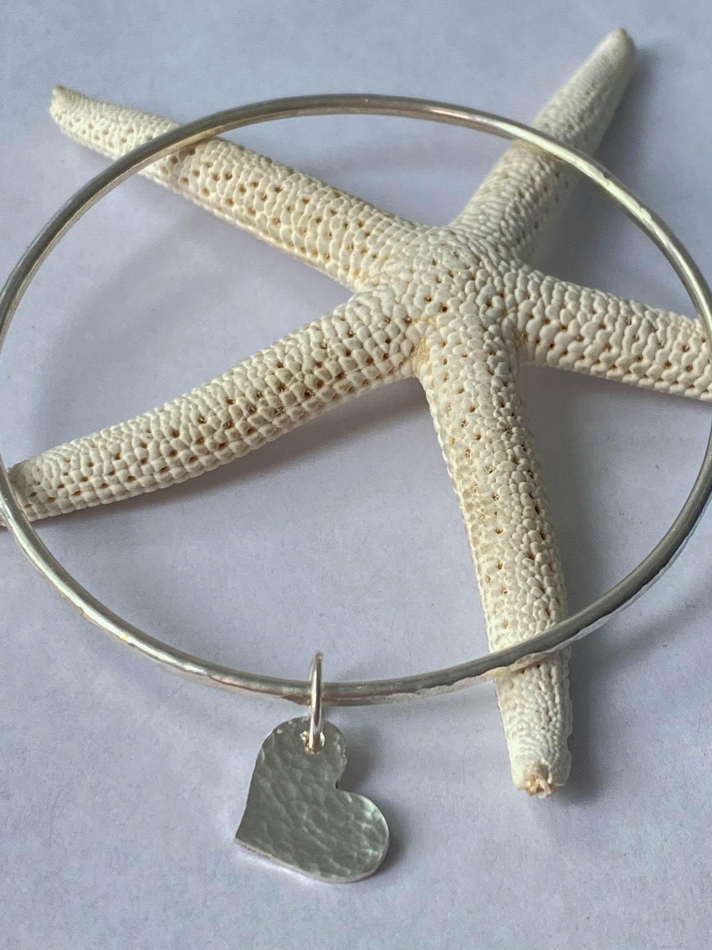 Sterling Silver Heart Charm Bangle