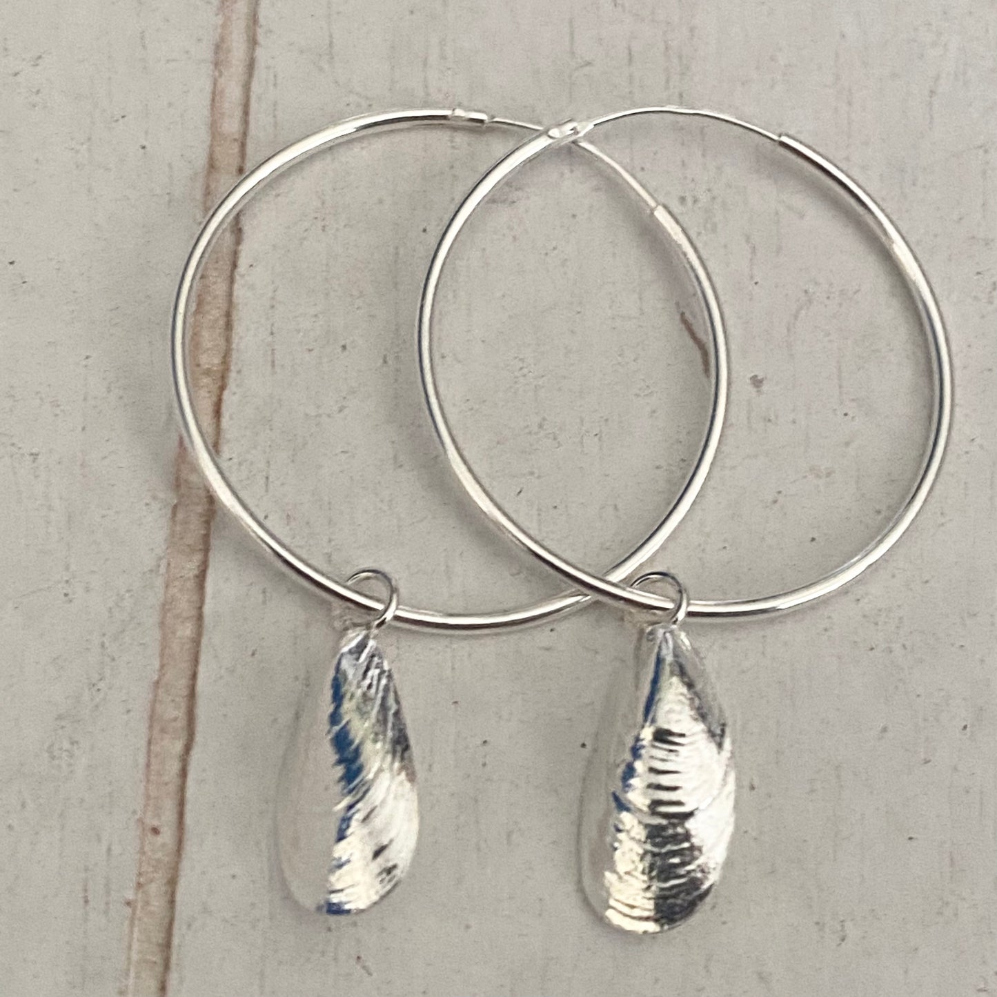 Mussel Shell Hoop Earrings