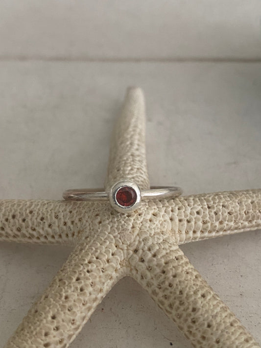 Red Gem Stacker Ring