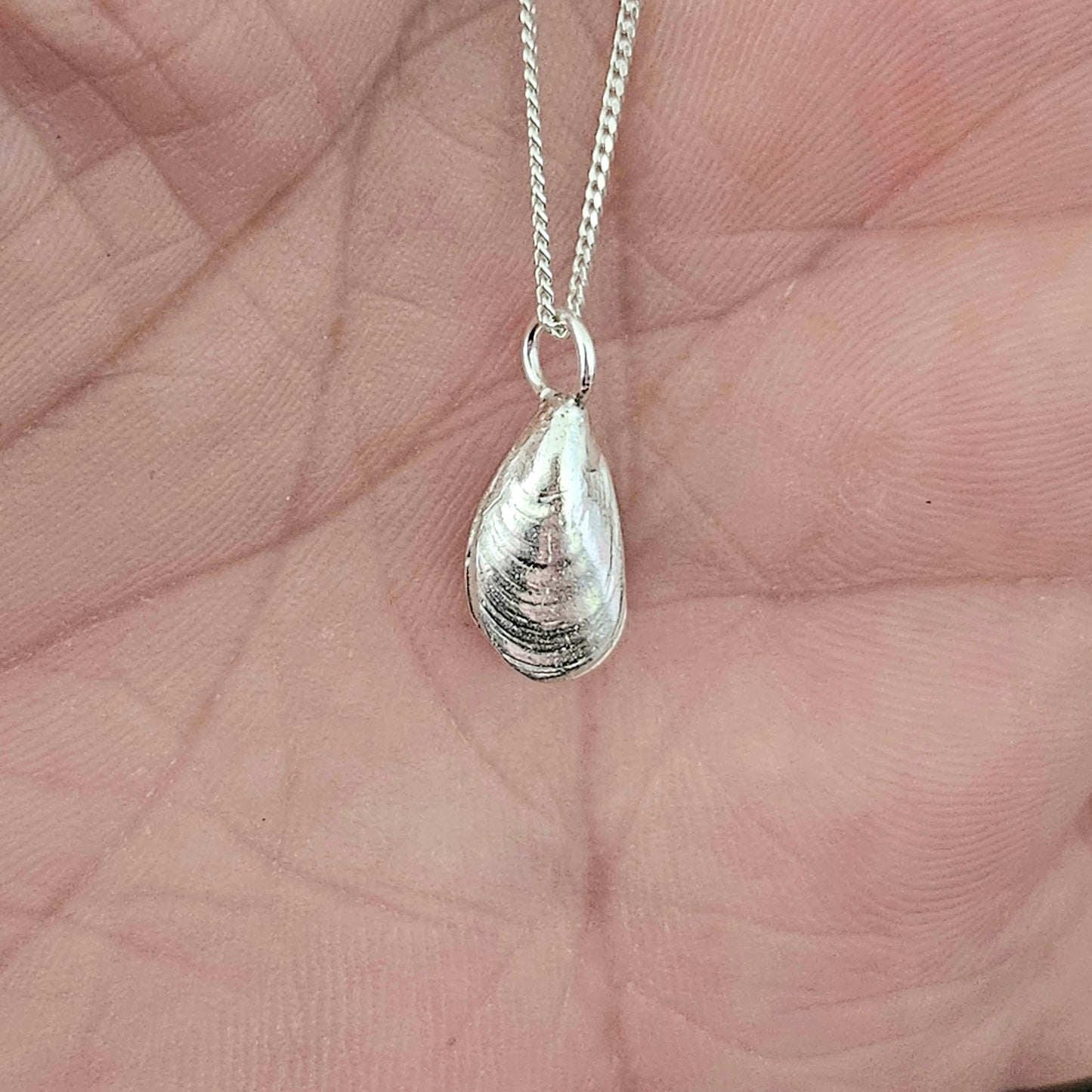 Tiny Double Mussel Shell Pendant