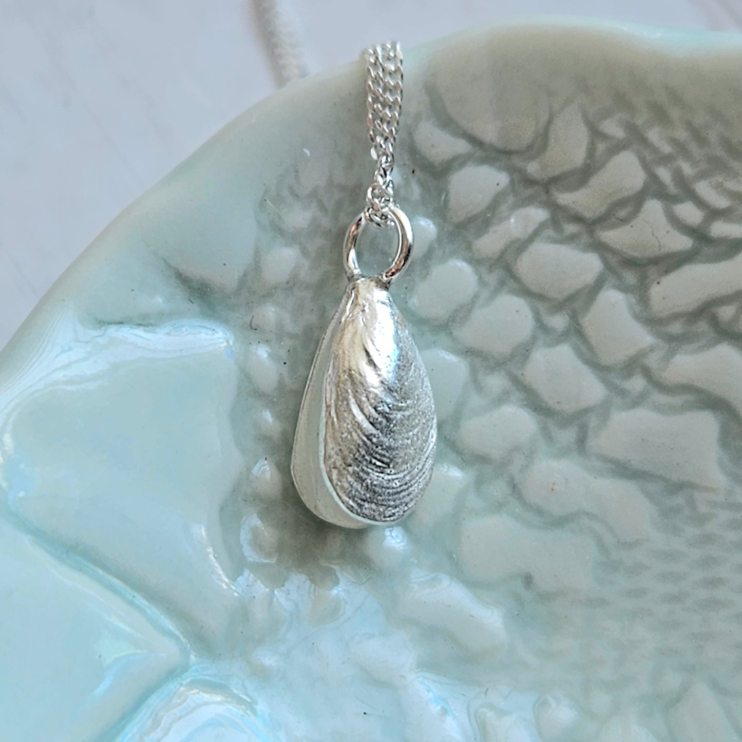Tiny Double Mussel Shell Pendant
