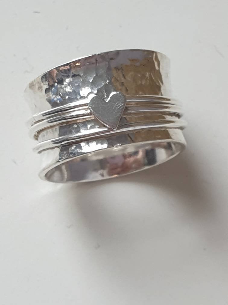 Textured Heart Spinner Ring