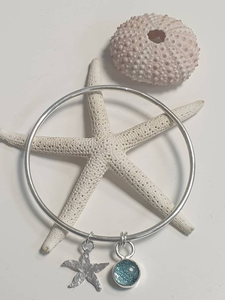 Starfish Seafoam Charm Bangle