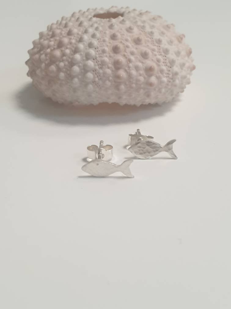 Sterling Silver Fish Stud Earrings