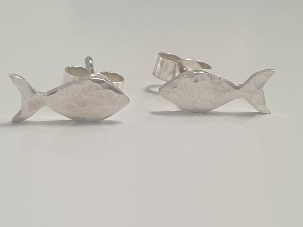 Sterling Silver Fish Stud Earrings