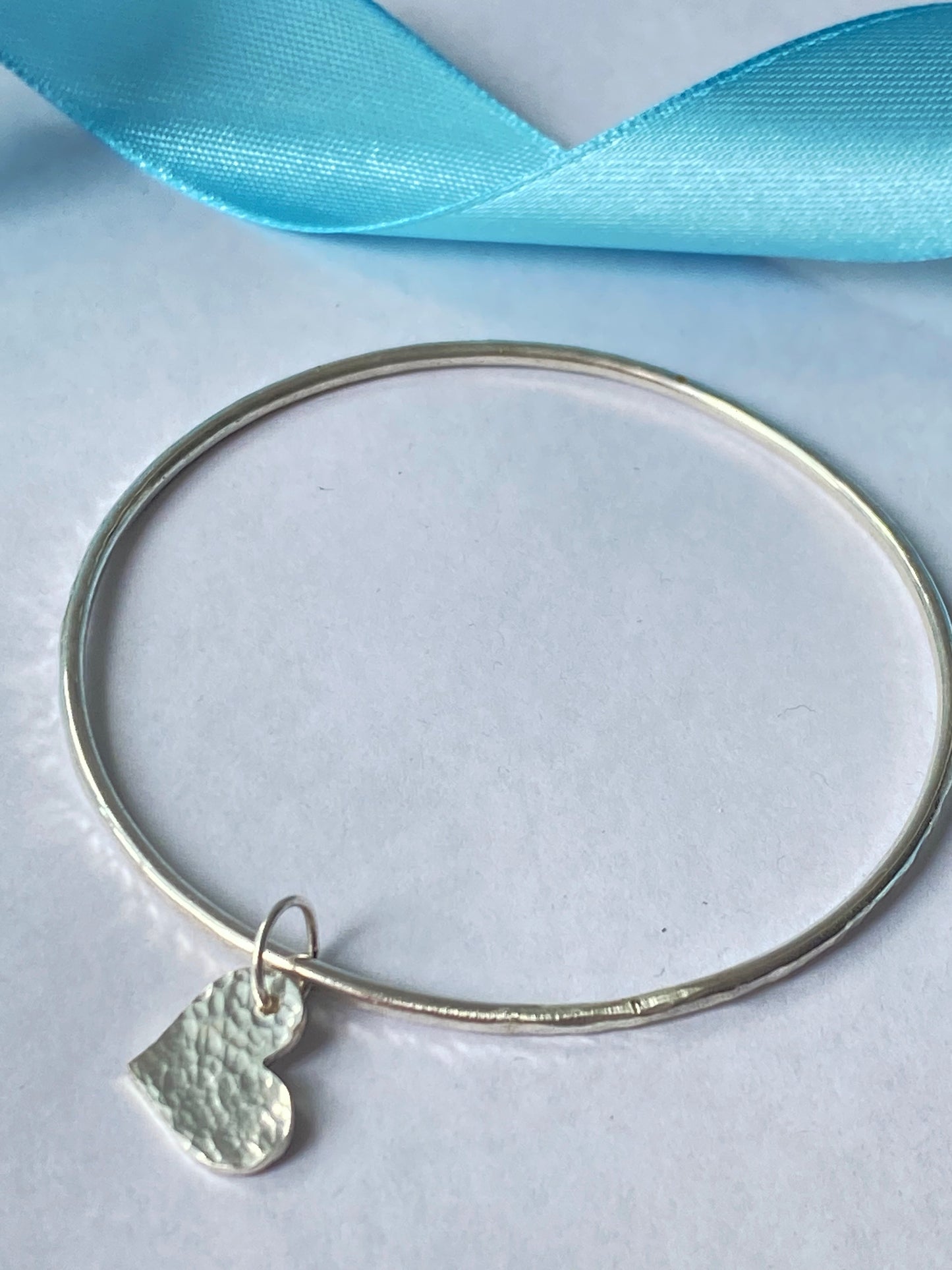Sterling Silver Heart Charm Bangle
